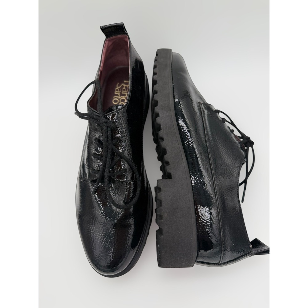 Franco Sarto Womens Black Patent Lug Sole Platform Oxford Shoes Size 8.5M